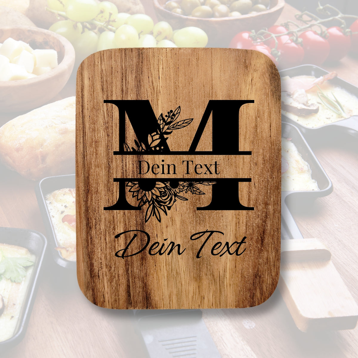 1 Stück Raclette-Brettchen mit Gravur Personalisierbar