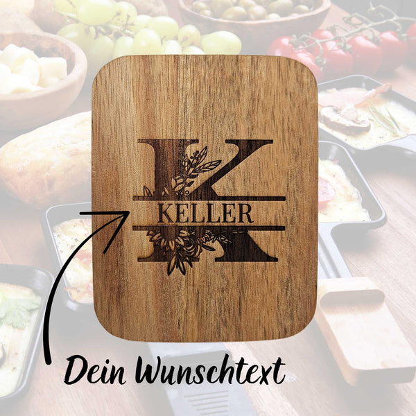 1 Stück Raclette Untersetzer mit Gravur – Personalisiert für unvergessliche Raclette-Abende